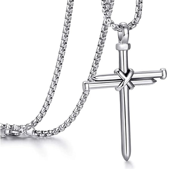 Men's Stainless Steel Cross Necklace - Picture 5 of 5